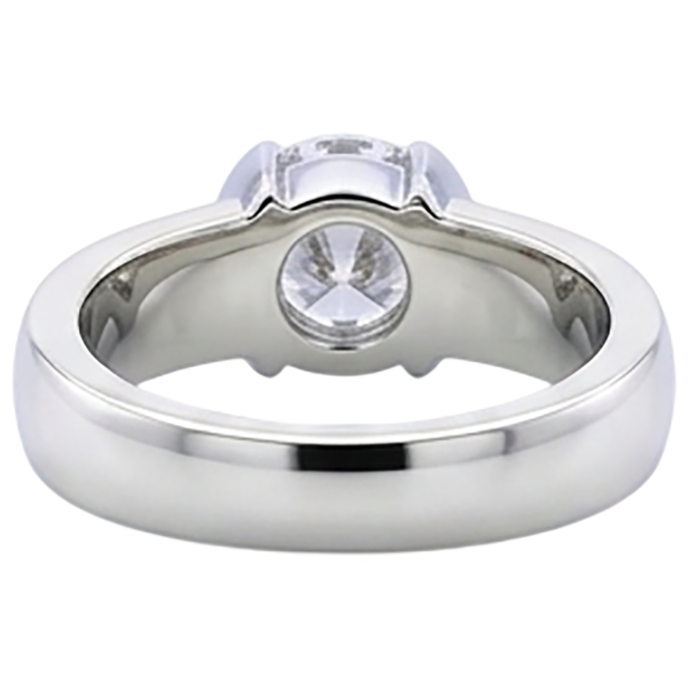 Classic Style 1 Carat Round Natural Earth Mined Diamond Half Bezel Men's Ring