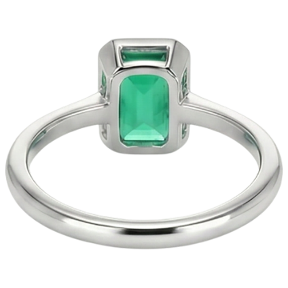 Genuine Emerald Gemstone Ring 2 ct 14K White Gold – alternate view