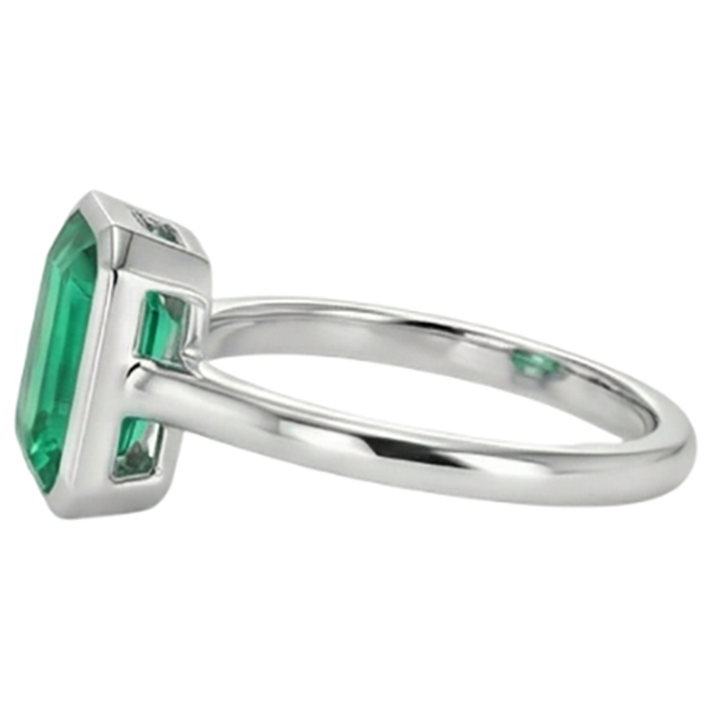 Emerald Cut Emerald ring in 14K White Gold – top view