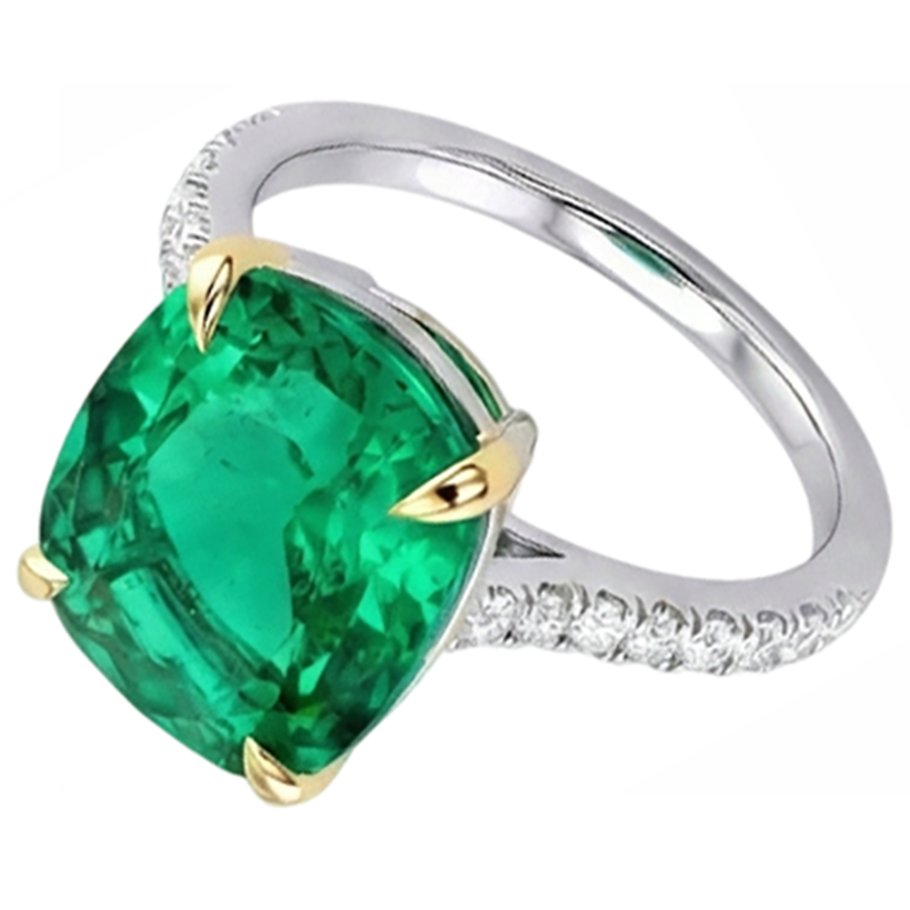Brilliant Emerald Gemstone Ring 4 ct – angle view