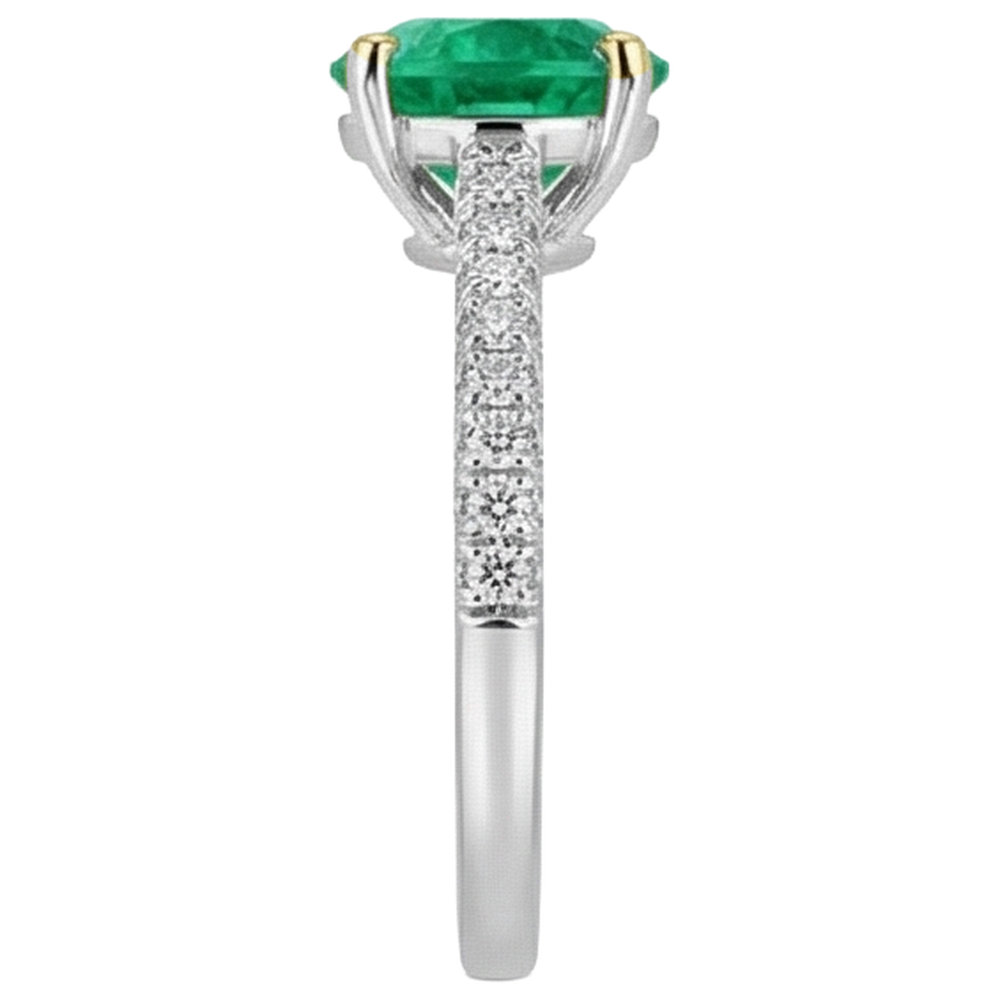 Earth-Mined Colombian Emerald Gemstone Ring – angle view
