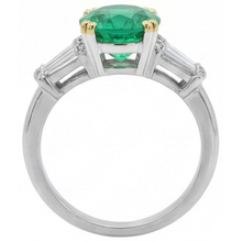 Fine Emerald Colored Stone Ring 3-ct Two-Tone 14K Gold – top view