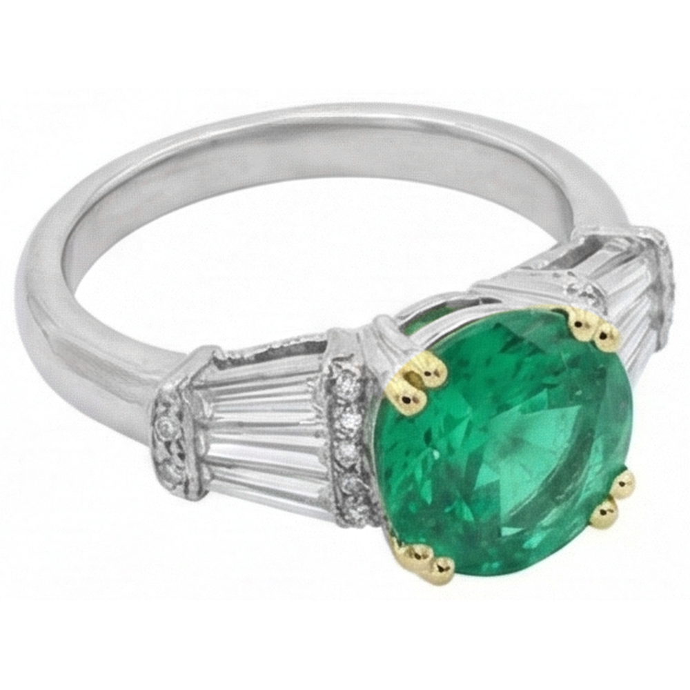 Authentic Fine Emerald Colored Stone Ring – angle view