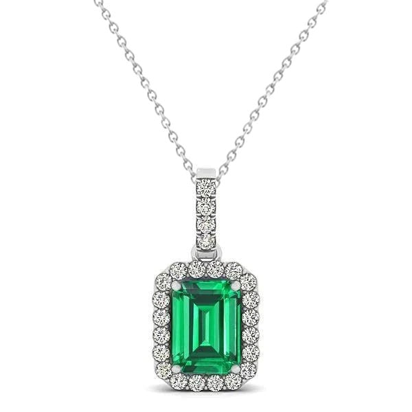 Colombian Green Emerald And Diamond Gemstone Pendant Necklace 5.50 Carats