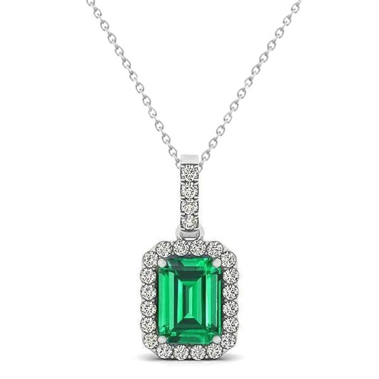 Colombian Green Emerald And Diamond Gemstone Pendant Necklace 5.50 Carats