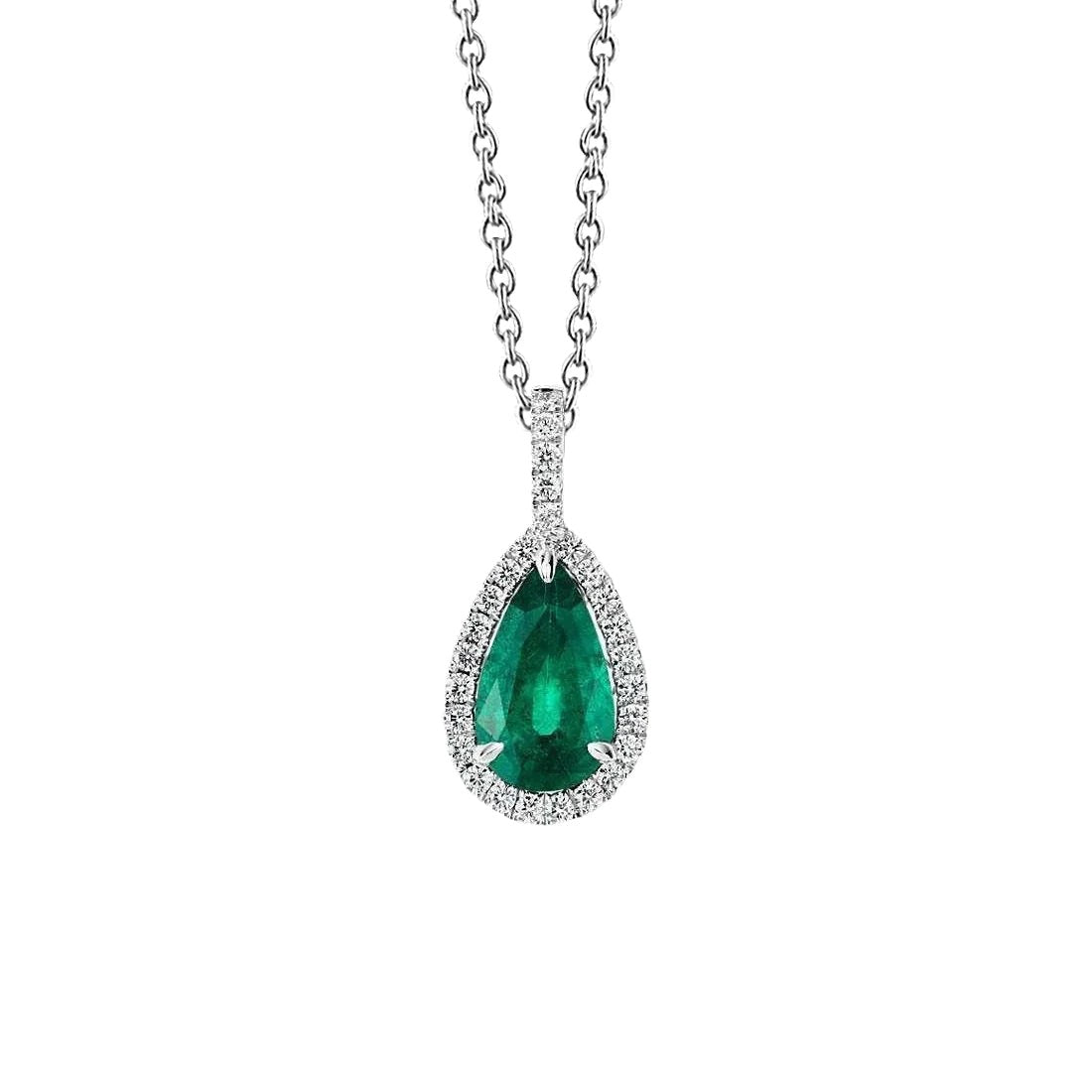 Colombian Green Emerald And Diamond Gemstone Pendant With Chain 8.25 Carats