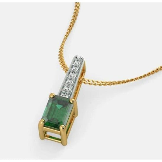 Colombian Green Emerald And Diamond Pendant 4.25 Carats Gold 14K