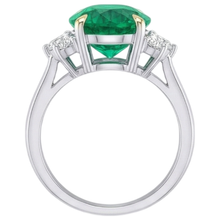 Colombian Emerald Oval Cut Gemstone Ring in 14 Karat Two Tone Gold – back view