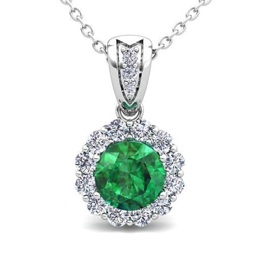 Colombian Green Emerald & Diamond Gemstone Pendant 6.40 Carats