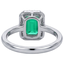Step Cut Emerald ring in 14K Two Tone Gold – back view