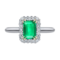 Emerald GIA Certified Colored Stone Ring 2 ct in 14K Two Tone