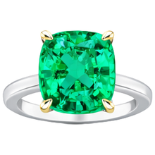 Colored Stone Ring 14 Karat Two Tone Gold with Emerald – top view