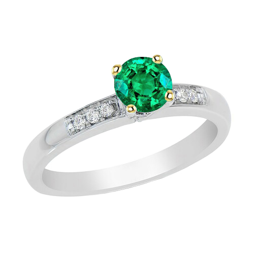Colored Stone Ring 14K Two Tone Gold with Emerald – main view