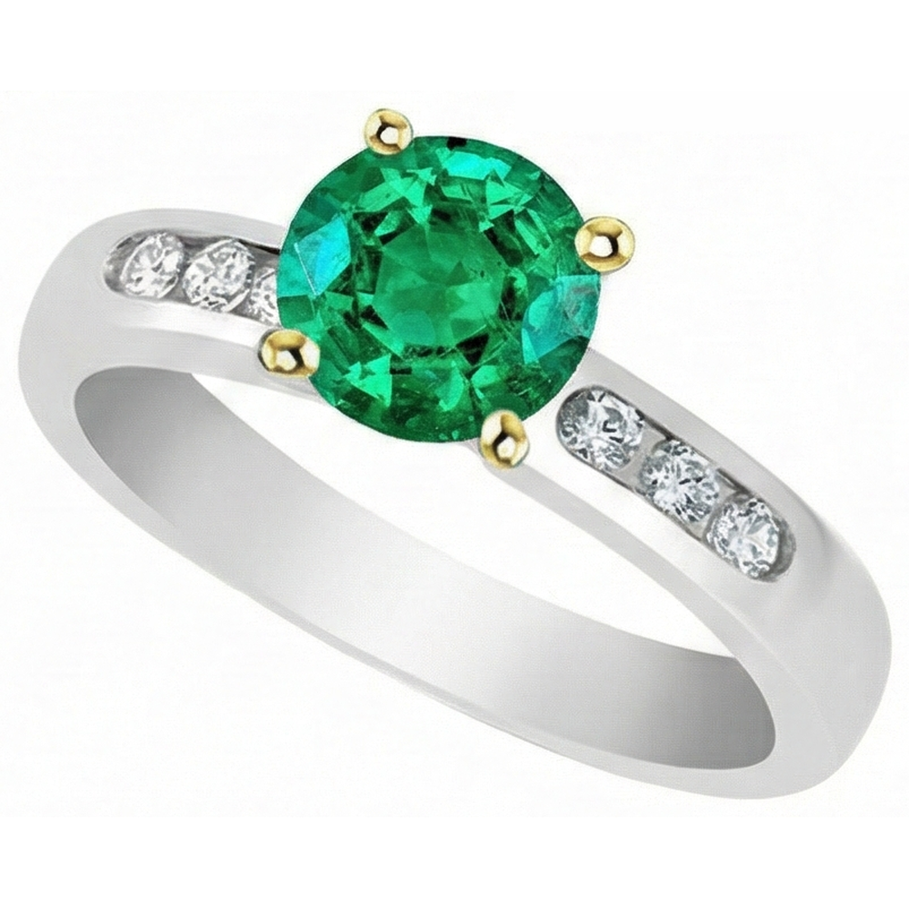 Exquisite Colombian Emerald Precious Stone Ring 2.50 ct – side view
