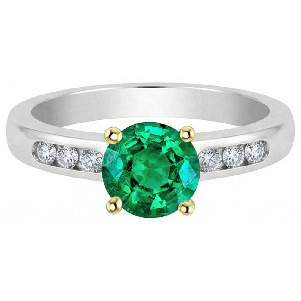 Genuine Colombian Emerald Precious Stone Ring – front view