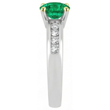 Precious Stone Ring 14K Two Tone Gold with Colombian Emerald – top view