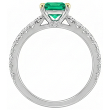 Colombian Emerald Gemstone Ring 2-ct 14 Karat Two Tone Gold – profile view