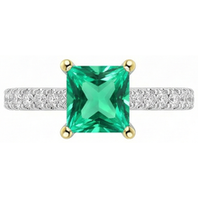 Colombian Emerald Gemstone Ring 2-ct 14 Karat Two Tone Gold – front view