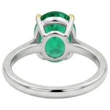 Earth-Mined Fine Emerald Colored Stone Ring 5 ct Two-Tone 14K Gold – back view