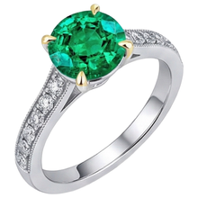 Genuine Colombian Emerald Precious Stone Ring 2.50 ct Two-Tone 14K Gold – front view