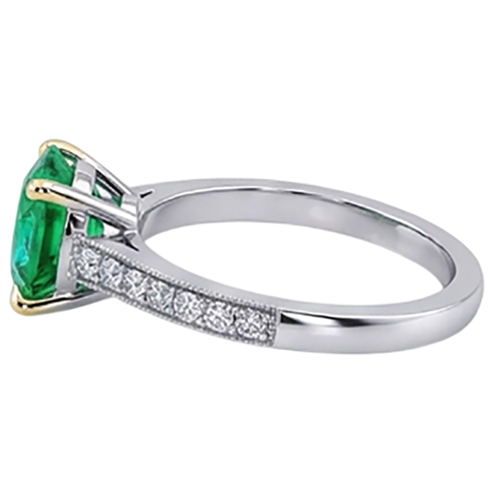 Brilliant Colombian Emerald Precious Stone Ring 2.50 ct – profile view