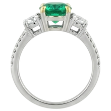 Real Fine Emerald Precious Stone Ring 2 ct 14K Two Tone Gold – top view