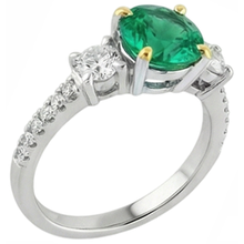 Fine Emerald Precious Stone Ring 2-ct 14K Two Tone Gold – angle view