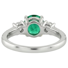 Fine Emerald Precious Stone Ring 2-ct 14K Two Tone Gold – back view