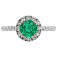 Fine Emerald Precious Stone Ring 1-ct 14K Two Tone Gold – angle view