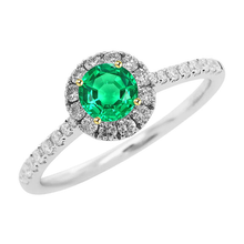 Natural Fine Emerald Precious Stone Ring 1 ct 14K Two Tone Gold – main view