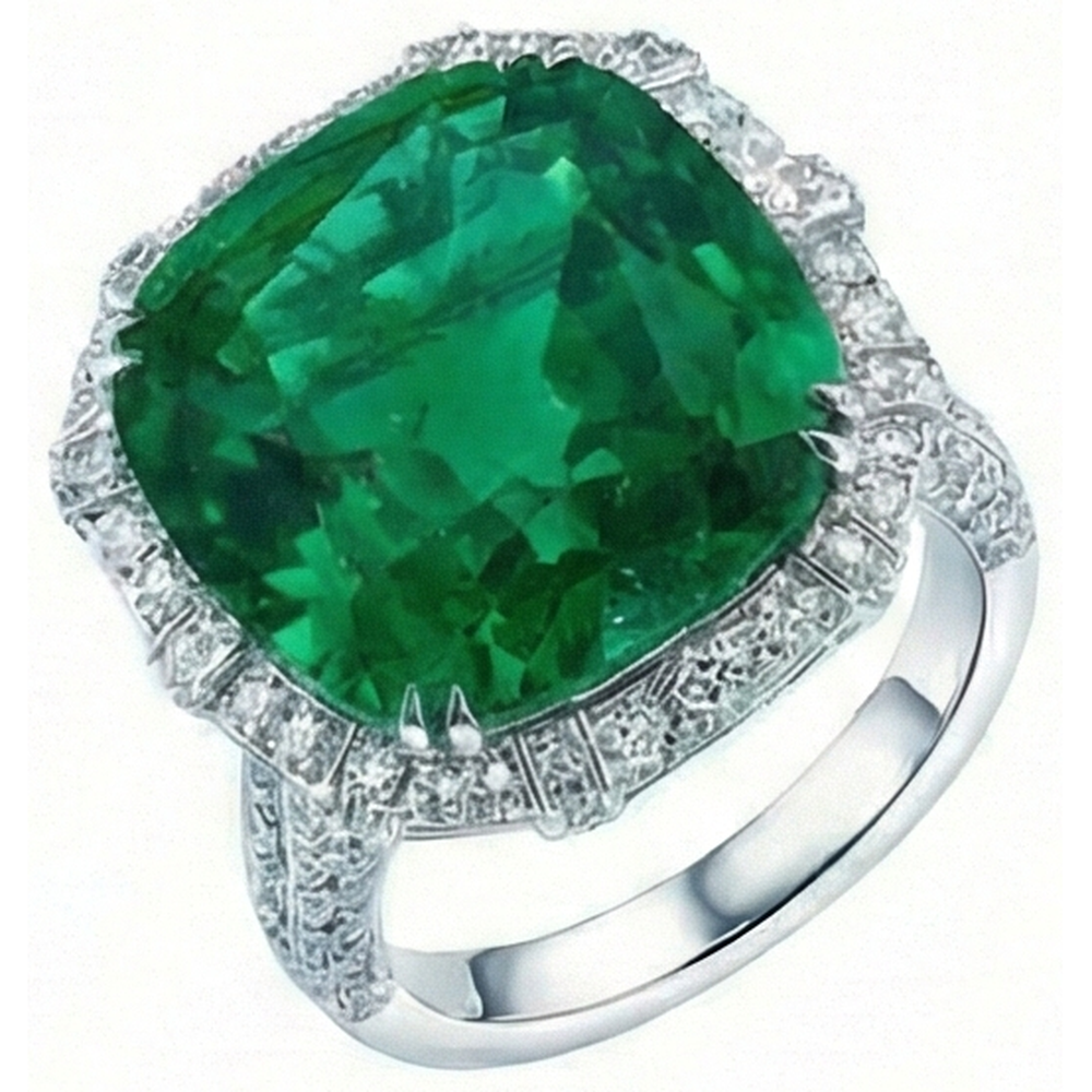 Colombian Green Emerald With Natural Earth Mined DIAMOND ( NOT LAB GROWN )s Ring 4 Carats