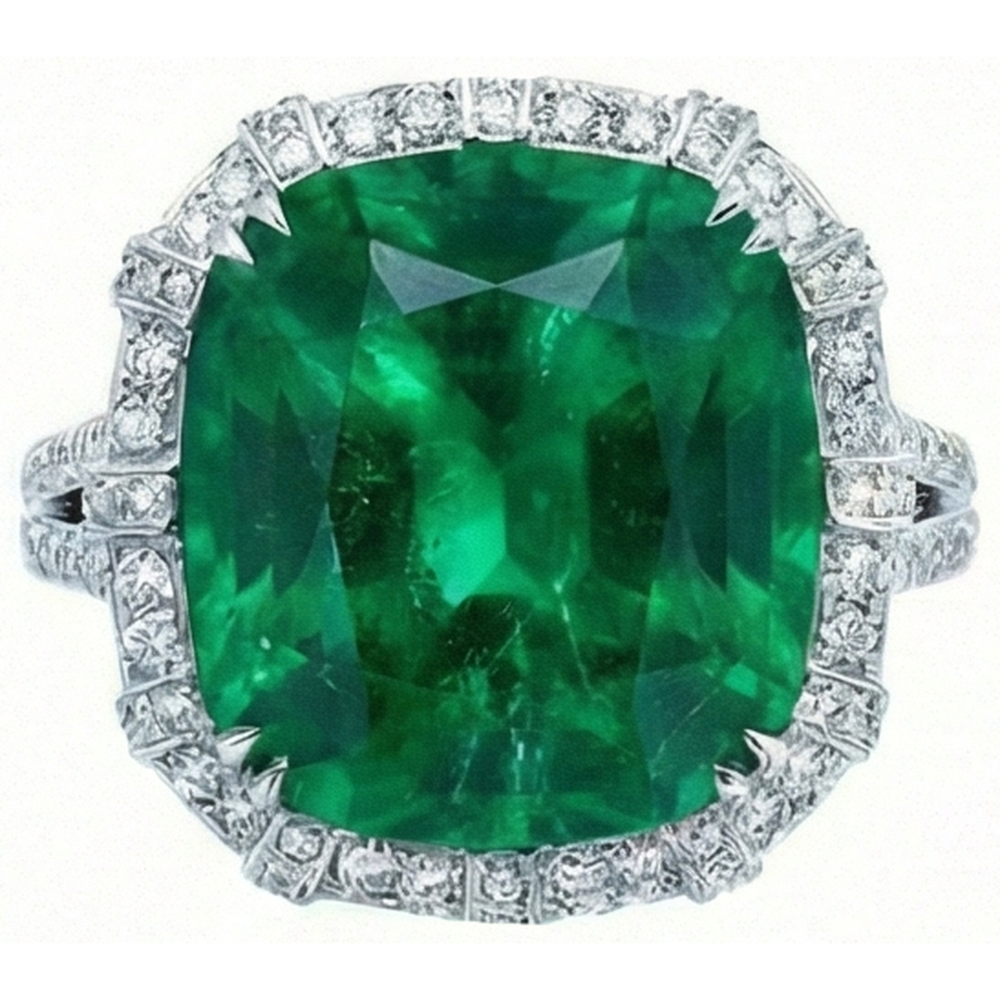 Colombian Green Emerald With Natural Earth Mined DIAMOND ( NOT LAB GROWN )s Ring 4 Carats