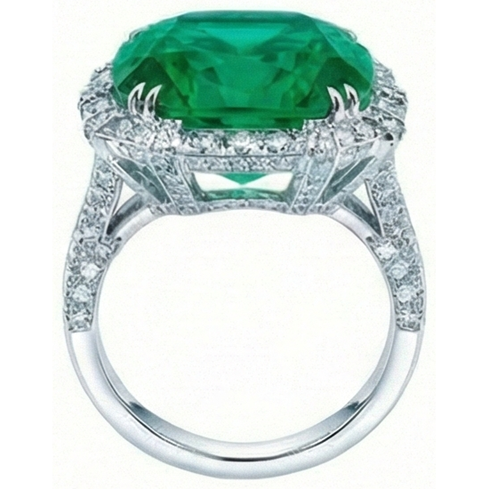 Colombian Green Emerald With Natural Earth Mined DIAMOND ( NOT LAB GROWN )s Ring 4 Carats