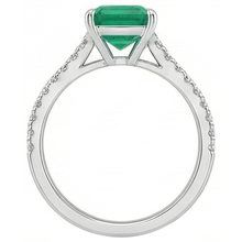 Colombian Green Emerald & Natural Earth Mined Diamond 3.60 Carats Gemstone Ring White Gold 14K