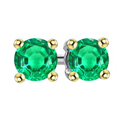 Colombian Emerald Gemstone Earring 2-ct Two-Tone 14K Gold – main view