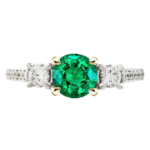 Fine Emerald Precious Stone Ring 2-ct 14K Two Tone Gold – main view