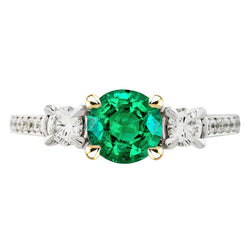 Real Round Brilliant Fine Emerald Precious Stone Ring – 2 ct in