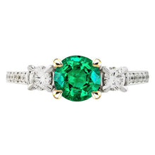 Fine Emerald Precious Stone Ring 2-ct 14K Two Tone Gold – main view