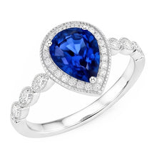 Colored Stone Ring 14 Karat White Gold – Blue Sapphire Pear Cut