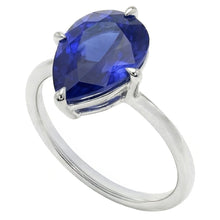 Colored Stone Ring 14 Karat White Gold – Blue Sapphire Pear Cut