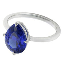 Colored Stone Ring 14 Karat White Gold – Blue Sapphire Pear Cut