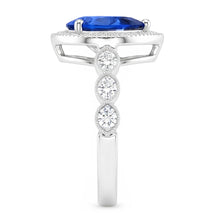 Colored Stone Ring 14 Karat White Gold – Blue Sapphire Pear Cut