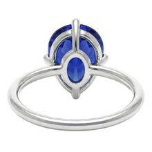 Colored Stone Ring 14 Karat White Gold – Blue Sapphire Pear Cut