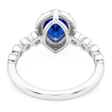 Colored Stone Ring 14 Karat White Gold – Blue Sapphire Pear Cut