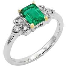 Colombian Emerald Gemstone Ring 2-ct Two-Tone 14K Gold – side view