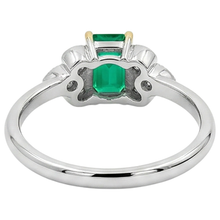 Authentic Colombian Emerald Gemstone Ring 2 ct Two-Tone 14K Gold – back view