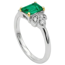 Colombian Emerald Gemstone Ring 2-ct Two-Tone 14K Gold – angle view