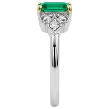 Gemstone Ring Two-Tone 14K Gold with Colombian Emerald – top view