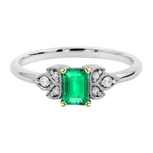 Authentic Colombian Emerald Gemstone Ring 2 ct Two-Tone 14K Gold – main view