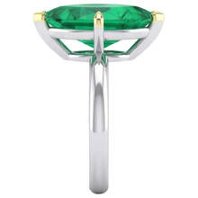 Marquise Colombian Emerald ring in 14 Karat Two Tone Gold – top view